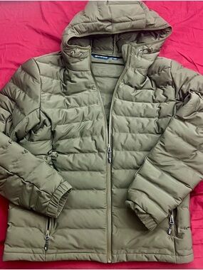 Cutter & Buck Olive Green Puffer Hooded Coat